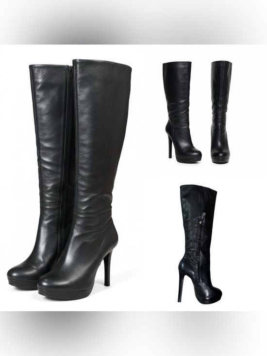 Runwayy Shoes - Runwayy 613 Black Knee High Platform Stiletto Boots Size 9M Statement Y2K